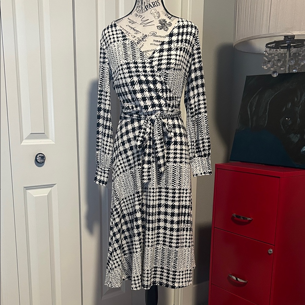NWT Elegant Black and White Houndstooth Dress by Richard Allen for H& M